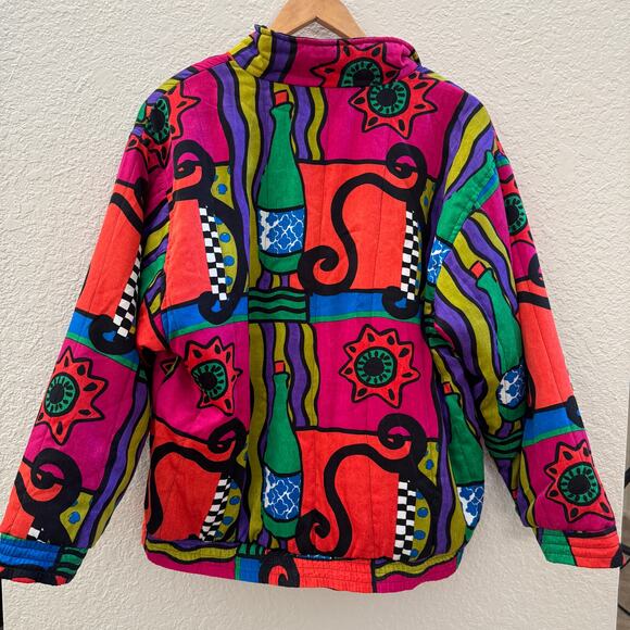 Vintage 1990's Funky Abstract Windbreaker Insulated Zip Up Jacket - Picture 2 of 4